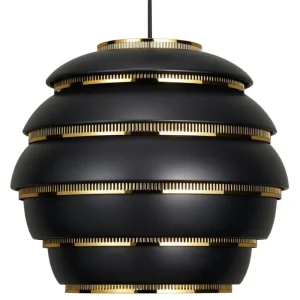Muuto Deckenleuchten-Artek Pendelleuchte Aalto A331 „Beehive“, schwarz – Messing