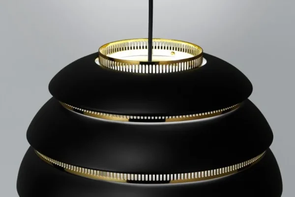 Muuto Deckenleuchten-Artek Pendelleuchte Aalto A331 „Beehive“, schwarz – Messing