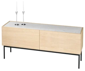 Lundia Aufbewahrungsmöbel-Asplund Schrank Luc 160 mit Schubladen, Marmorplatte, Weißeiche – anthra