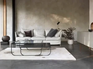 Asplund Tische-Tati Couchtisch, 90 cm, hoch, Graphitgrau - Klarglas