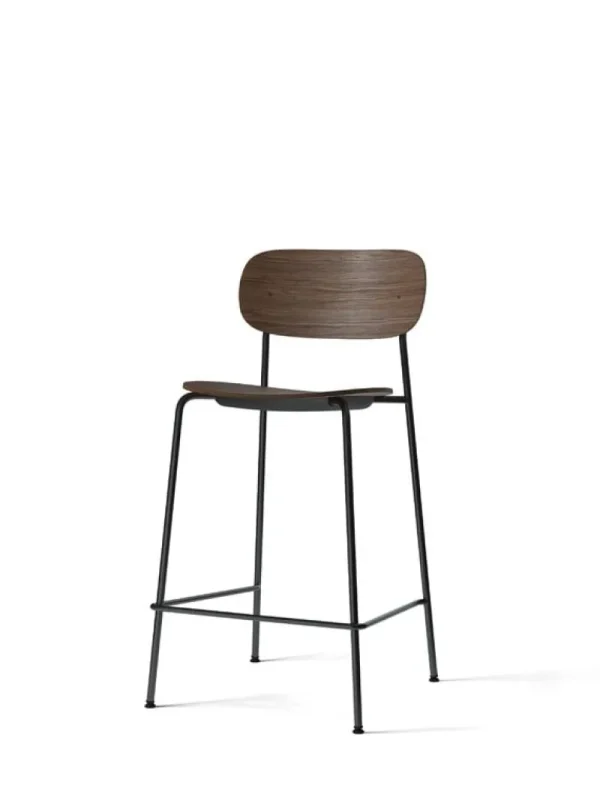 Audo Copenhagen Sitzgelegenheiten-Co Thekenhocker, 65,5 cm, schwarzer Stahl - Eiche dunkel gebeizt