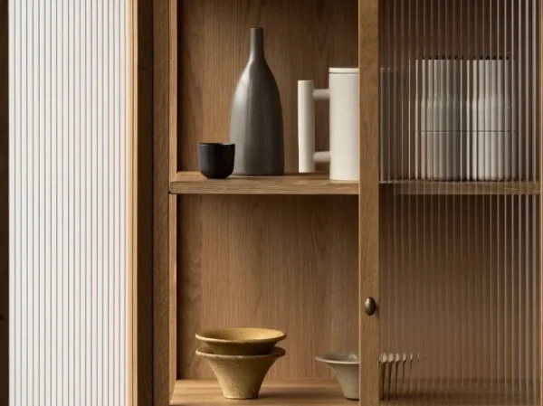 Design House Stockholm Aufbewahrungsmöbel-Audo Copenhagen Curiosity Schrank, niedrig, Eiche - Glas