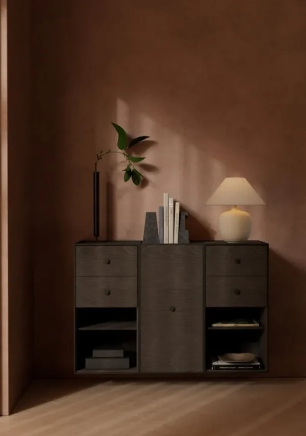 Audo Copenhagen Aufbewahrungsmöbel-Frame 70 mit Tür, 2 Einlegeböden, Eiche geräuchert