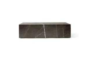 Muuto Tische-Audo Copenhagen Plinth Tisch, niedrig, grauer Kendzo Marmor