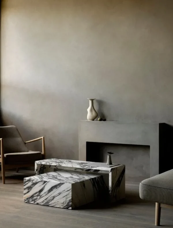 Muuto Tische-Audo Copenhagen Plinth Tisch, niedrig, Calacatta Viola Marmor