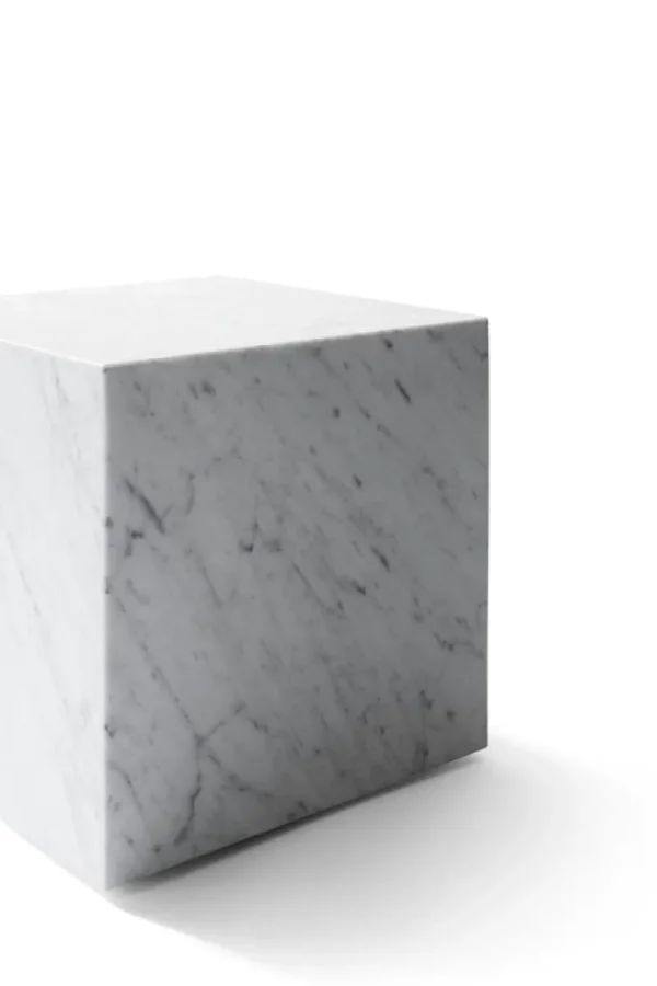 OX Denmarq Tische-Audo Copenhagen Plinth Tisch, Würfel, weißer Carrara Marmor