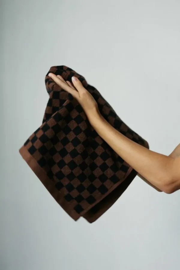 Baina Badezimmertextilien^Handtuch Josephine, 40 x 70 cm, tabak - schwarz