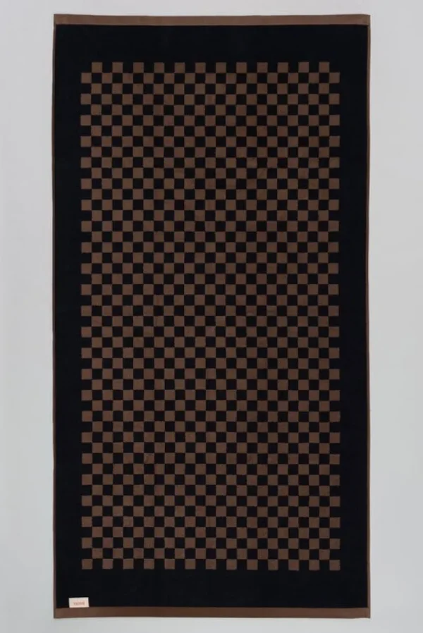 Baina Badezimmertextilien^Strandtuch Roman, 90 x 170 cm, tabak - schwarz