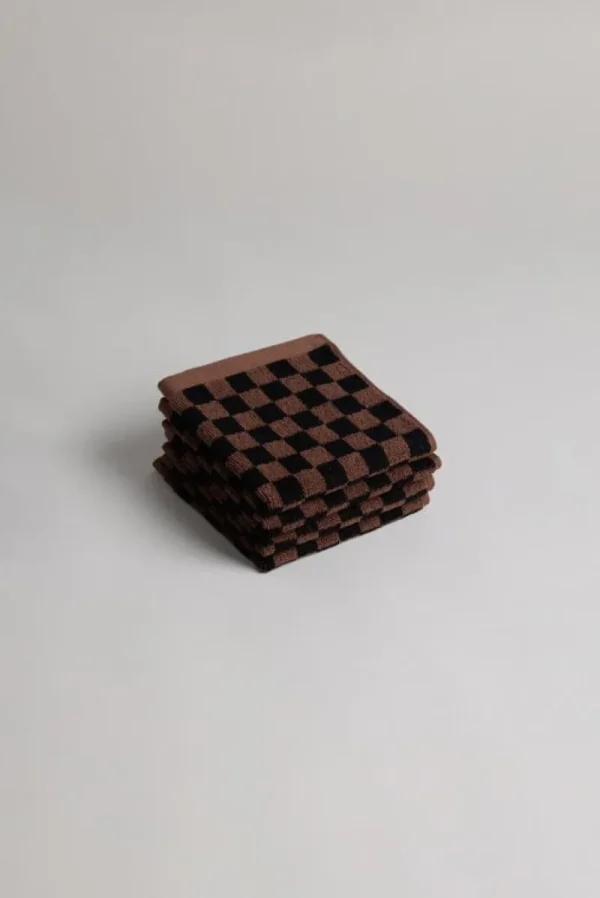 Baina Badezimmertextilien^Waschlappen Quill, 30 x 30 cm, tabak - schwarz