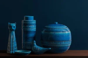 Bitossi Kunstgegenstände^Ball Vase, mittel, 23 cm, Rimini-Blau