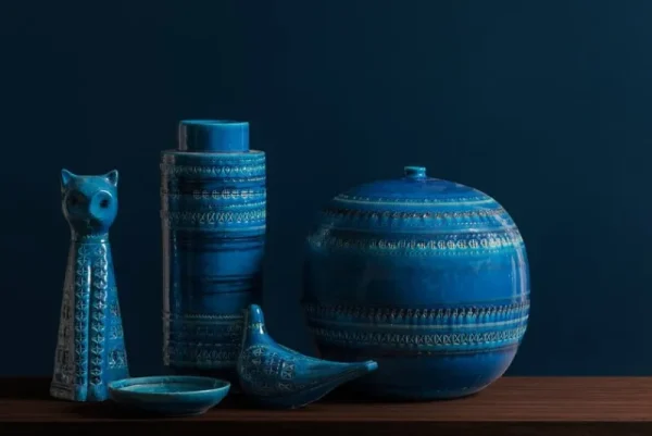 Bitossi Kunstgegenstände^Ball Vase, mittel, 23 cm, Rimini-Blau