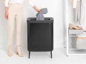 Brabantia Wäschekörbe^Bo Laundry Bin Hi Wäschebehälter, 2 x 45 l, Mattschwarz