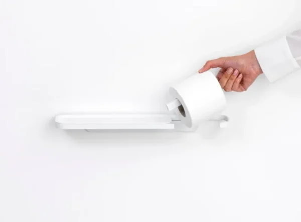 Brabantia Badezimmeraccessoires^MindSet Toilettenpapierhalter mit Ablage, Mineral Fresh White