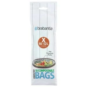 Brabantia Papierkörbe & Recycling-behälter | Abfalleimer^PerfectFit kompostierbare Müllbeutel 10-12 l, 10 Stück, X, grün
