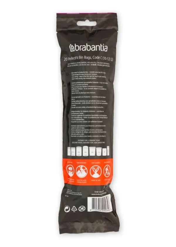 Brabantia Papierkörbe & Recycling-behälter | Abfalleimer^PerfectFit Müllbeutel, 10–12 l, 20 Stück, C, Weiß