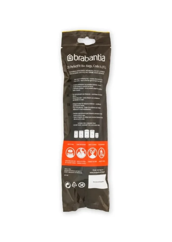 Brabantia Papierkörbe & Recycling-behälter | Abfalleimer^PerfectFit Müllbeutel, 3 l, 20 Stück, A, Weiß