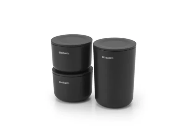 Brabantia Badezimmeraccessoires^ReNew Aufbewahrungsbehälter, 3 Stück, Dunkelgrau