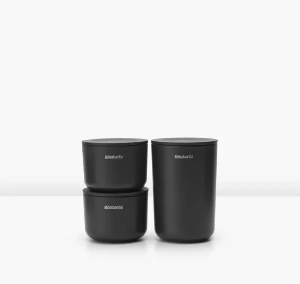 Brabantia Badezimmeraccessoires^ReNew Aufbewahrungsbehälter, 3 Stück, Dunkelgrau