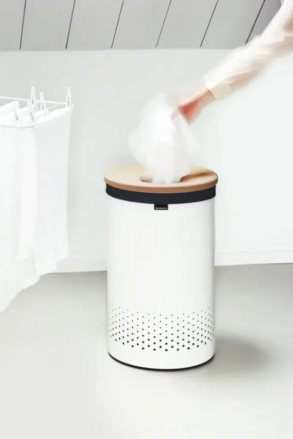 Brabantia Wäschekörbe^Wäschebehälter, 60 l, weiß - Korkdeckel