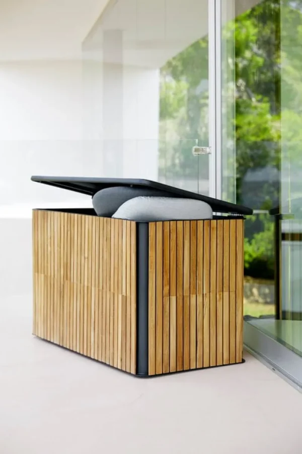 Cane-line Terrassenmöbel^Combine Kissenbox, klein, Teakholz – Lavagrau
