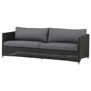 Cane-line Terrassenmöbel^Diamond 3-Sitzer-Sofa, Graphit – Grau