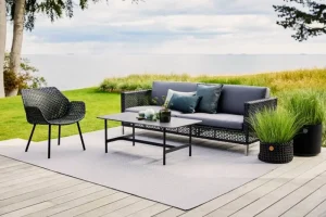 Cane-line Terrassenmöbel^Diamond 3-Sitzer-Sofa, Graphit – Grau