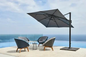 Cane-line Sonnenschirme^Hyde Luxe Sonnenschirm, neigbar, Anthrazit - Beton