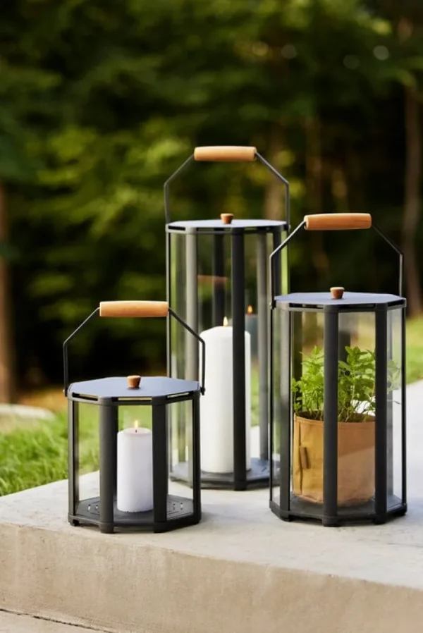 Cane-line Außenbeleuchtung | Kerzen Und Kerzenhalter^Lightlux Laterne mit Teakholzgriff, XS, Lavagrau