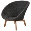 Cane-line Terrassenmöbel^Peacock Loungesessel, Teakholz – Dunkelgrau