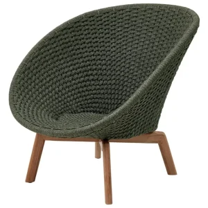 Cane-line Terrassenmöbel^Peacock Loungesessel, Teakholz – Dunkelgrün