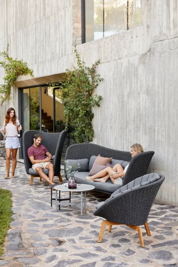 Cane-line Terrassenmöbel^Peacock Loungesessel, Teakholz – Dunkelgrau