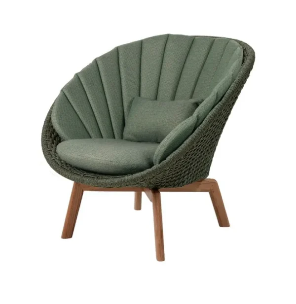 Cane-line Terrassenmöbel^Peacock Loungesessel, Teakholz – Dunkelgrün