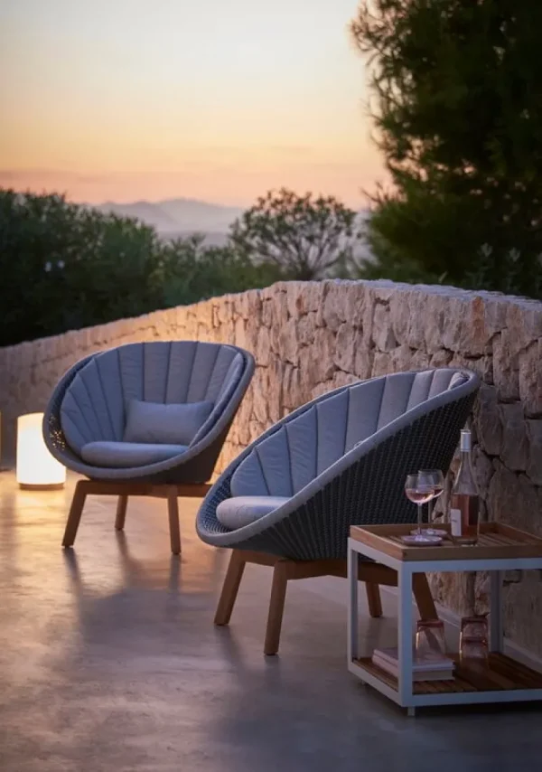 Cane-line Terrassenmöbel^Peacock Loungesessel, Teakholz – Dunkelgrün