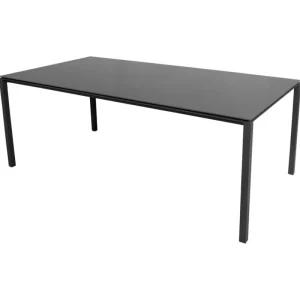 Nikari Tische-Cane-line Pure Esstisch, 200 x 100 cm, Lavagrau - schwarze Keramik