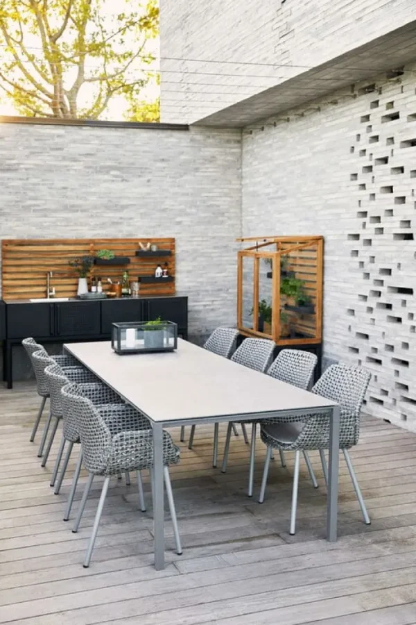 Cane-line Terrassenmöbel | Tische^Pure Esstisch, 280 x 100 cm, Hellgrau - betongraue Keramik
