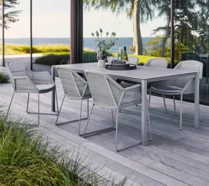 Cane-line Terrassenmöbel | Tische^Pure Esstisch, 200 x 100 cm, Hellgrau - betongraue Keramik