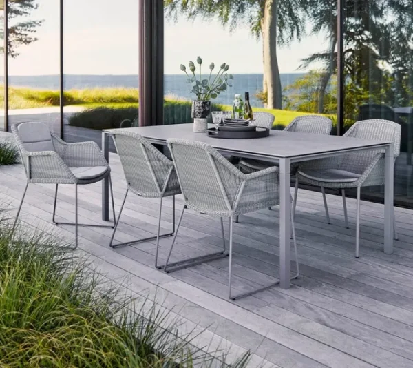 Cane-line Terrassenmöbel | Tische^Pure Esstisch, 200 x 100 cm, Hellgrau - betongraue Keramik