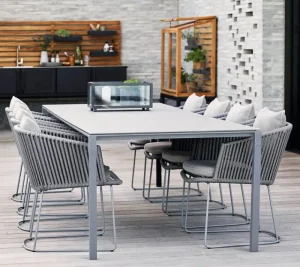 Cane-line Terrassenmöbel | Tische^Pure Esstisch, 280 x 100 cm, Hellgrau - betongraue Keramik