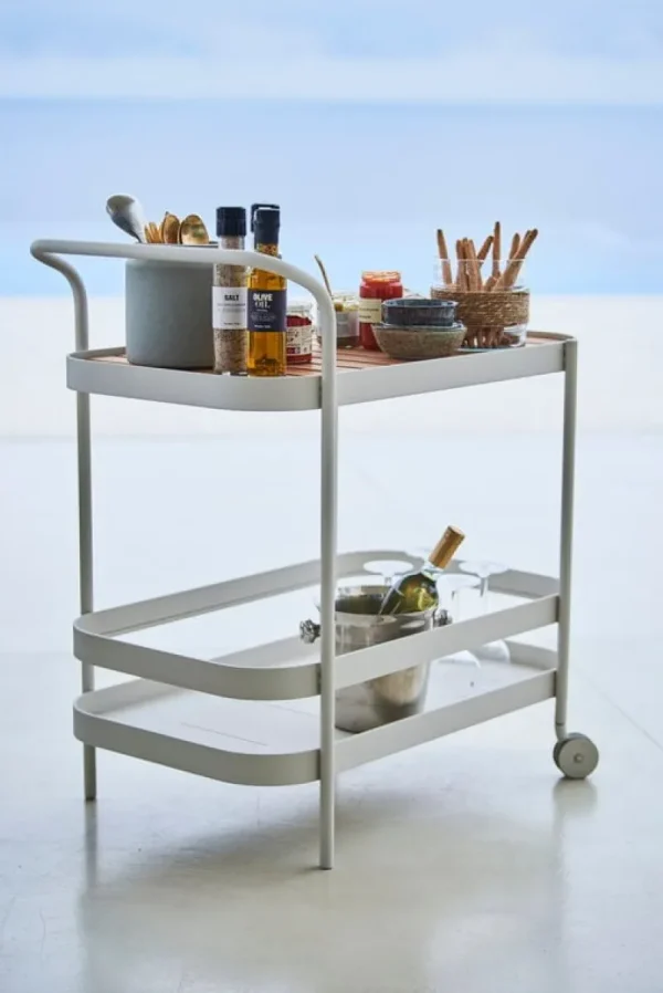 Cane-line Außenküche | Terrassenmöbel^Roll Servierwagen, Teakholz – Weiß