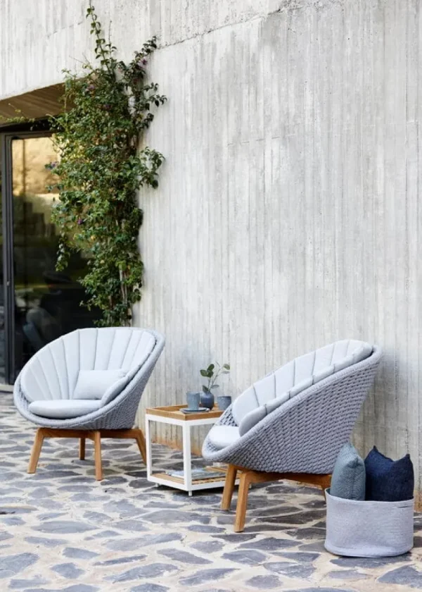 Cane-line Outdoor-textilien^Sitzkissenset für Peacock Loungesessel, Hellgrau