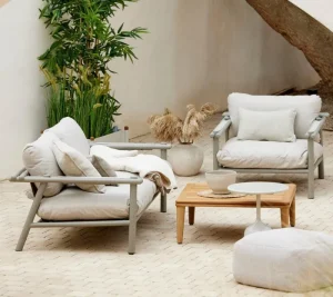 Cane-line Terrassenmöbel^Sticks Loungesessel mit Kissen, Taupe - Sandbeige