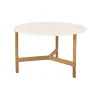 Cane-line Terrassenmöbel | Tische^Twist Couchtisch, Durchmesser: 70 cm, Teakholz – Travertin-Optik