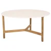 Cane-line Terrassenmöbel | Tische^Twist Couchtisch, Durchmesser: 90 cm, Teakholz – Travertin-Optik