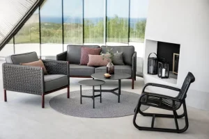 Cane-line Terrassenmöbel | Tische^Twist Couchtisch, Durchmesser: 70 cm, Lavagrau – Fossilschwarz