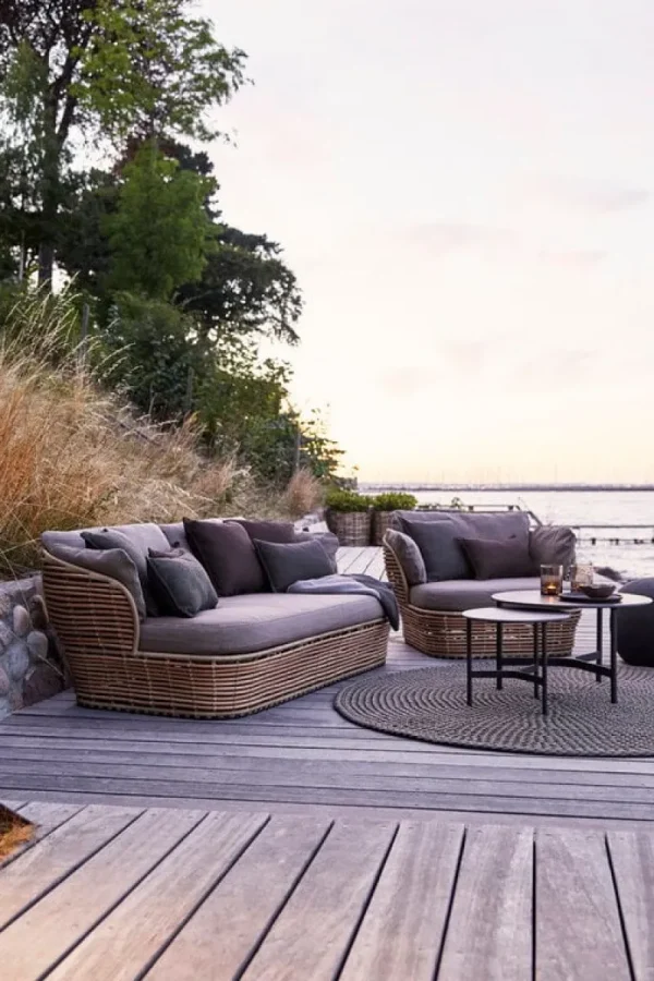 Cane-line Terrassenmöbel | Tische^Twist Couchtisch, Durchmesser: 45 cm, Lavagrau – Fossilschwarz