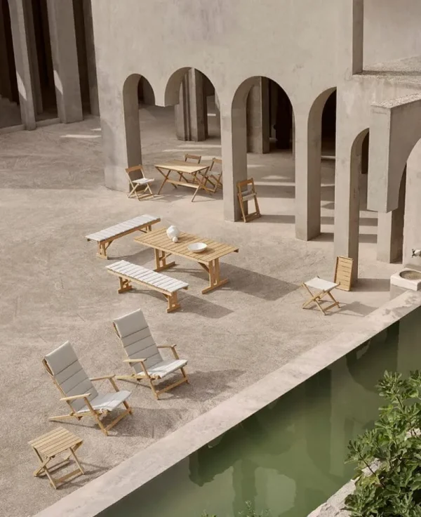 Carl Hansen & Su00f8n Terrassenmöbel | Sitzgelegenheiten^Carl Hansen & Søn BM4570 Stuhl, Teakholz – Cremeweiß