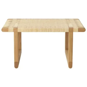 Fredericia Tische | Sitzgelegenheiten-Carl Hansen & Søn BM0488S Table Bench Beistelltisch, Kurz, Eiche Geölt - Rattan
