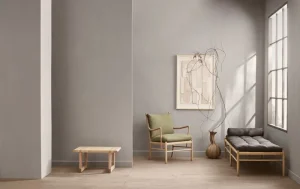 Fredericia Tische | Sitzgelegenheiten-Carl Hansen & Søn BM0488S Table Bench Beistelltisch, Kurz, Eiche Geölt - Rattan