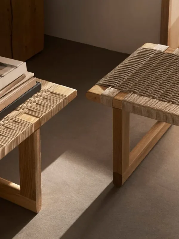Skagerak Tische | Sitzgelegenheiten-Carl Hansen & Søn BM0489S Tischbank, kurz, Eiche geölt - Papierkordel