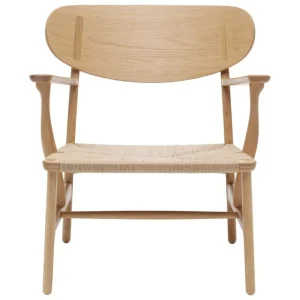 New Works Sitzgelegenheiten-Carl Hansen & Søn CH22 Loungesessel, Eiche Geölt, Naturkordel